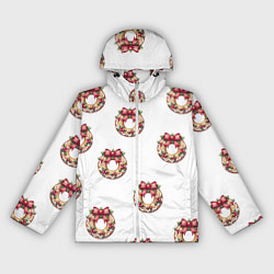 Ветровка с капюшоном женская Много новогодних пончиков с бантиком и ягодами, цвет: 3D-белый