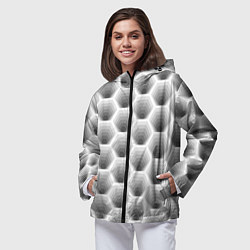 Ветровка с капюшоном женская Неоновые соты, цвет: 3D-черный — фото 2