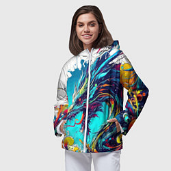 Ветровка с капюшоном женская Japanese dragon - tattoo irezumi, цвет: 3D-белый — фото 2