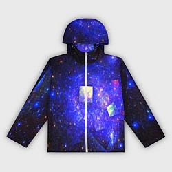 Ветровка с капюшоном женская Космическая абстракция звезды, цвет: 3D-белый