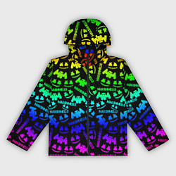 Ветровка с капюшоном женская Marshmello neon steel pattern, цвет: 3D-черный