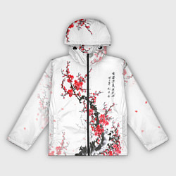 Ветровка с капюшоном женская Китайская слива, цвет: 3D-черный