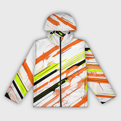 Женская ветровка Оранжево-жёлто-чёрные полосы на белом фоне / 3D-Черный – фото 1