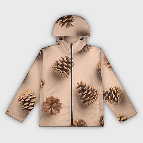 Женская ветровка Еловые шишки на бежевом фоне / 3D-Черный – фото 1