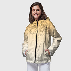 Ветровка с капюшоном женская Градиент желтый с цветами, цвет: 3D-черный — фото 2