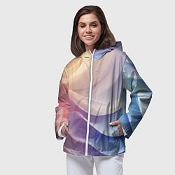 Ветровка с капюшоном женская Текстура с градиентом волны, цвет: 3D-белый — фото 2