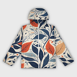 Ветровка с капюшоном женская Искусство листья абстракция, цвет: 3D-белый