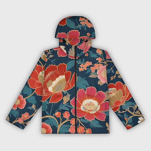Женская ветровка Искусство алые цветы / 3D-Черный – фото 1