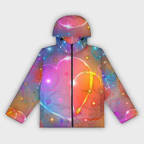 Женская ветровка Неоновые сердца со звездочками / 3D-Черный – фото 1