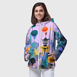 Ветровка с капюшоном женская Фантазийный японский паттерн, цвет: 3D-белый — фото 2