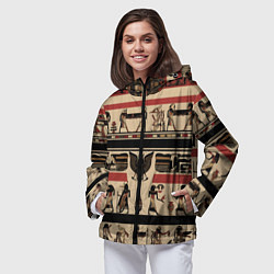 Ветровка с капюшоном женская Египет орнамент, цвет: 3D-черный — фото 2