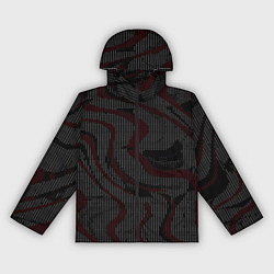 Ветровка с капюшоном женская Красно-белые точки на чёрном фоне, цвет: 3D-черный