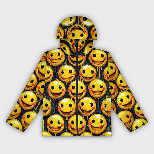 Женская ветровка Смайлы краской с потеками / 3D-Черный – фото 1