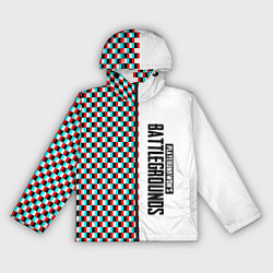 Ветровка с капюшоном женская PUBG глитч клетка, цвет: 3D-черный