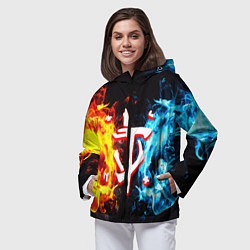 Ветровка с капюшоном женская Doom битва огонь, цвет: 3D-черный — фото 2