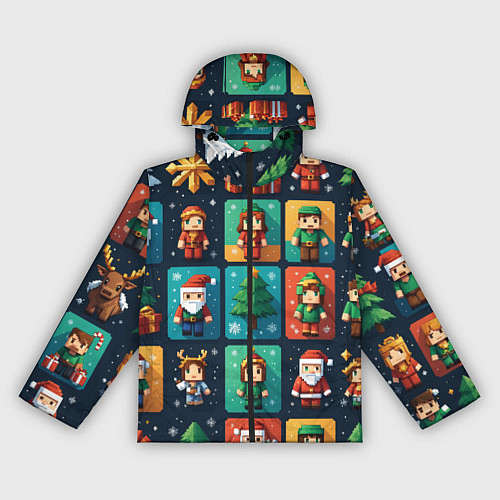 Женская ветровка Minecraft с новогодний паттерн / 3D-Черный – фото 1