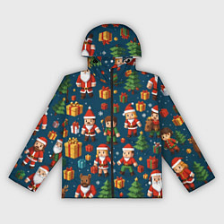 Ветровка с капюшоном женская Mintrcraft pattern новый год, цвет: 3D-черный