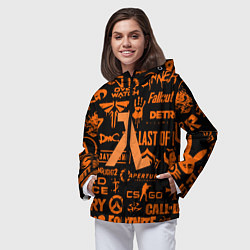 Ветровка с капюшоном женская Half-life pattern game, цвет: 3D-черный — фото 2