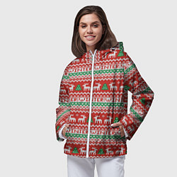 Ветровка с капюшоном женская Deer christmas pattern, цвет: 3D-белый — фото 2