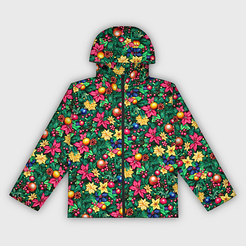 Женская ветровка Ёлочные шары и остролистный падуб / 3D-Черный – фото 1