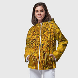 Ветровка с капюшоном женская Жёлтый симбионт абстракция, цвет: 3D-белый — фото 2