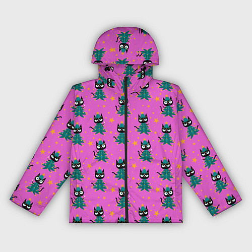 Женская ветровка Черный кот в костюме новогодней елки паттерн / 3D-Черный – фото 1