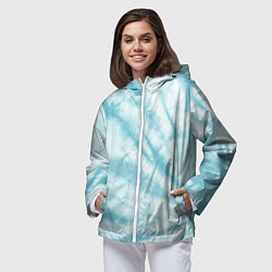 Ветровка с капюшоном женская Голубой тай дай, цвет: 3D-белый — фото 2