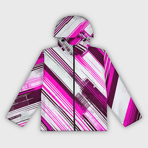 Женская ветровка Розовые диагональные полосы на белом фоне / 3D-Черный – фото 1