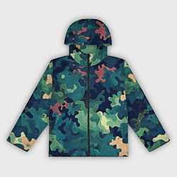 Ветровка с капюшоном женская Армейский камуфляж зеленый, цвет: 3D-черный