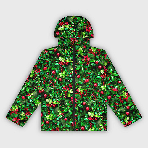 Женская ветровка Ягоды падуба на новогодней елке / 3D-Черный – фото 1