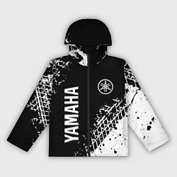 Ветровка с капюшоном женская Yamaha - следы от шин, цвет: 3D-черный