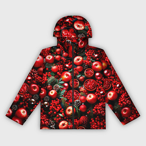 Женская ветровка Рождественские ягоды и фрукты / 3D-Черный – фото 1