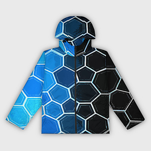 Женская ветровка Белые шестиугольники на чёрно-синем фоне / 3D-Черный – фото 1