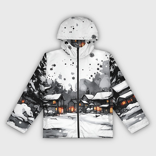 Женская ветровка Белый заснеженный город / 3D-Черный – фото 1