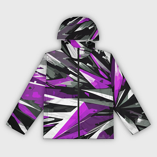 Женская ветровка Чёрно-фиолетово-белая абстракция / 3D-Черный – фото 1