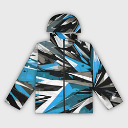 Ветровка с капюшоном женская Чёрно-сине-белая абстракция, цвет: 3D-черный