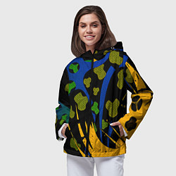 Ветровка с капюшоном женская Абстрактные пятна леопарда, цвет: 3D-черный — фото 2