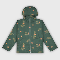 Ветровка с капюшоном женская Сосновые ветки и шишки, цвет: 3D-белый