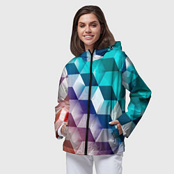 Ветровка с капюшоном женская Объёмные разноцветные градиентные кубы, цвет: 3D-черный — фото 2