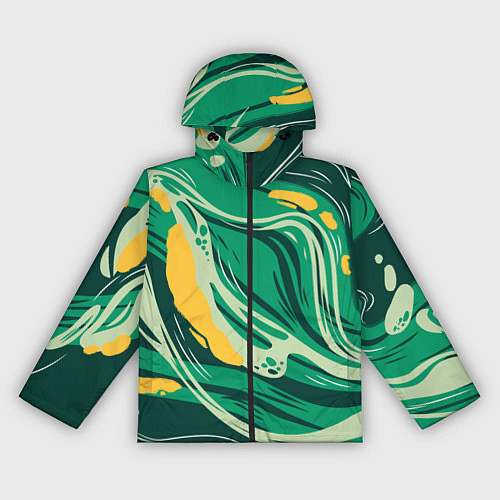 Женская ветровка Абстрактные полосы в зелёных тонах / 3D-Черный – фото 1