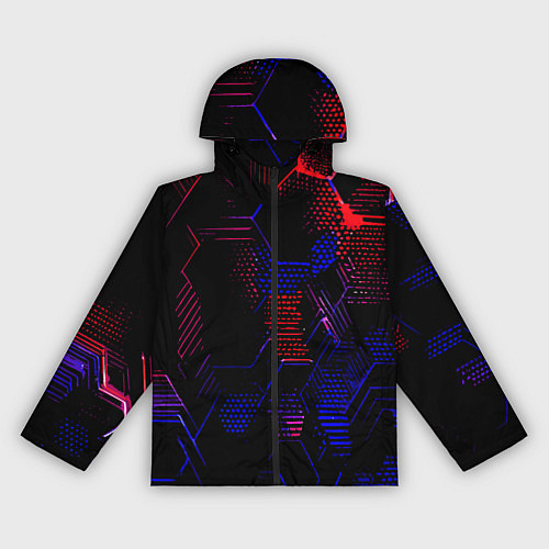 Женская ветровка Красно-синие точки и линии на чёрном фоне / 3D-Черный – фото 1