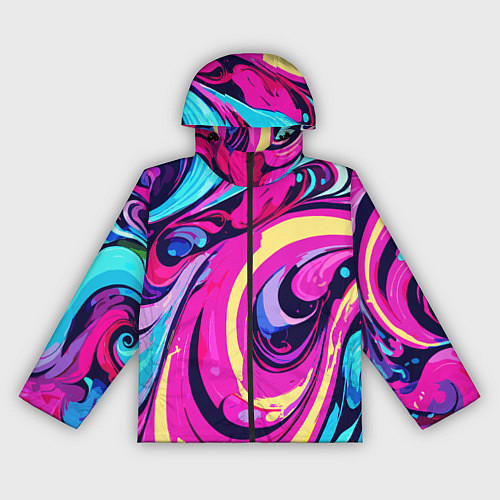 Женская ветровка Сине-розовый узор / 3D-Черный – фото 1