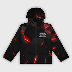 Ветровка с капюшоном женская Arctic Monkeys - неоново красные плиты, цвет: 3D-черный