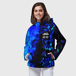 Ветровка с капюшоном женская Arctic Monkeys - синий огонь и плиты, цвет: 3D-черный — фото 2