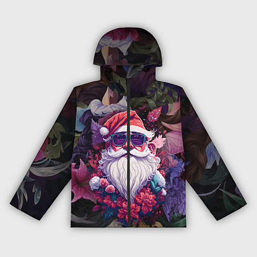 Женская ветровка Дед мороз в цветах / 3D-Черный – фото 1