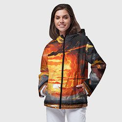 Ветровка с капюшоном женская Багровый закат, цвет: 3D-черный — фото 2