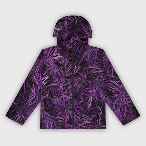 Женская ветровка Фиолетовая трава на чёрном фоне / 3D-Черный – фото 1