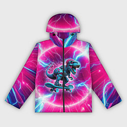 Ветровка с капюшоном женская Cyber tyrannosaurus is a cool skateboarder, цвет: 3D-черный