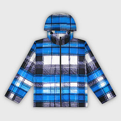 Ветровка с капюшоном женская Чёрные полосы на сине-белом фоне, цвет: 3D-черный