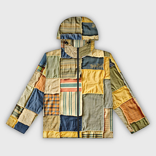 Женская ветровка Пэчворк в желтых оттенках / 3D-Черный – фото 1